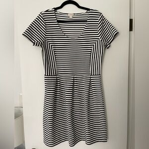 J. Crew Black and White Striped Mini Dress